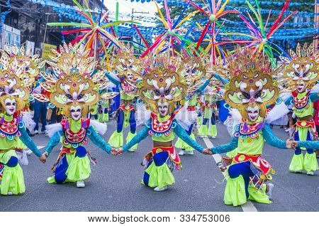 Bacolod , Philippines - Oct 28 : Participants In The Masskara Festival In Bacolod Philippines On Oct