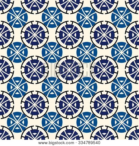 Ethnic, Tribal Wallpaper. Repeated Segmented Circles Seamless Pattern. Openwork Ornament. Delicate O