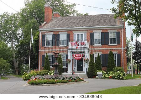 Gananoque, Canada - August 18,2017: Close Up Shot Of Town Hall In Small City Of Gananoque