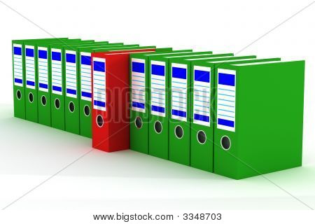Zeile der Accounting-Ordner auf einem weißen Hintergrund. 3D-Bild.
