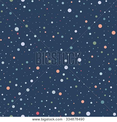 Vector Blue Dot Winter Snowflakes Seamless Pattern Print Background.