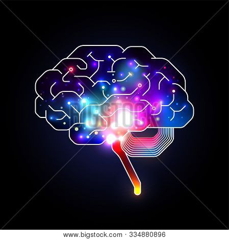 Artificial Intelligence Ai Brain Concept Colorful Light Vector Background