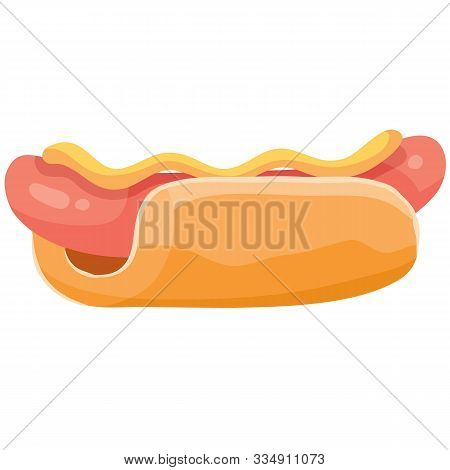 Hot Dog, Sausage With Soft Bun On A White Background,