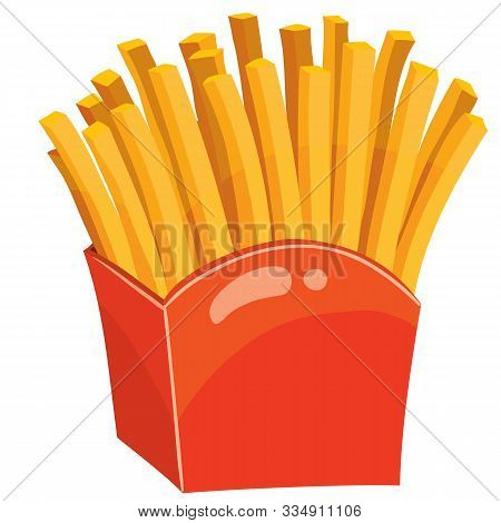 Crispy Fries In A Red Box, Isolated Object On A White Background,