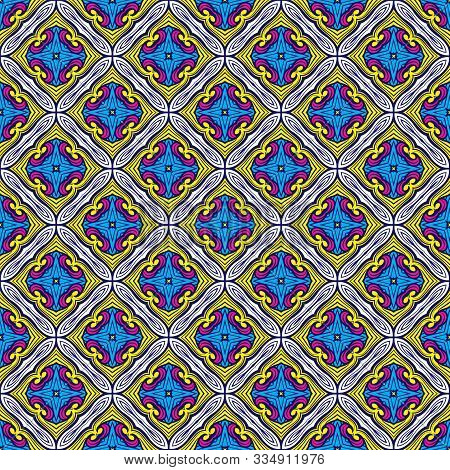 Seamless Abstract Pattern Arabesque Geometric Traditional Background. Arabic, Portugal, Moroccan Flo