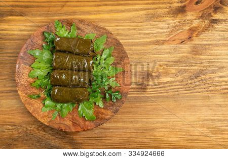 Traditional Turkish Dolma, Sarma Or Dolmades Closeup