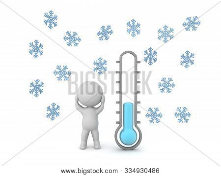 3D Character Is Stressed Because Of Cold Weather