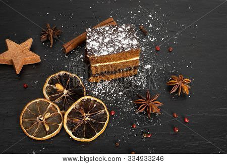 Sponge Cake With Spices And Honey, Piernik, Brown Biscuit
