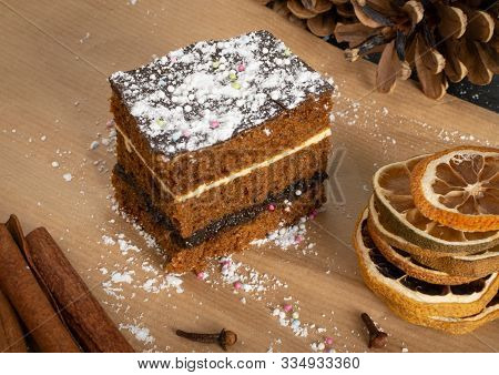Sponge Cake With Spices And Honey, Piernik, Brown Biscuit