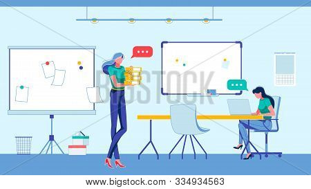 Woman - Company Boss Or Head Manager Managing And Giving Direction To Subordinate Employee In Office