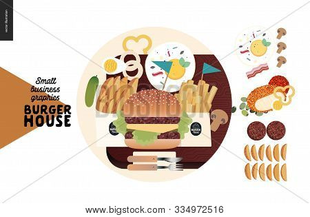 Burger House -small Business Graphics - Menu Icon And Food -modern Flat Vector Concept Illustrations