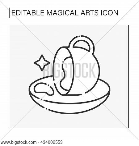 Magic Line Icon. Coffee Grounds Prediction. Divination. Magical Arts Concept. Isolated Vector Illust