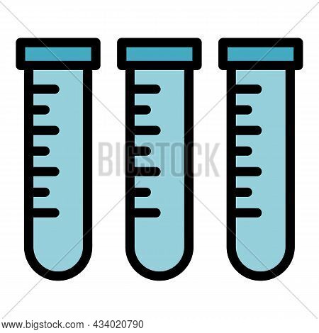 Veterinary Test Tubes Icon. Outline Veterinary Test Tubes Vector Icon Color Flat Isolated