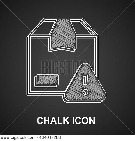 Chalk Delivery Security With Shield Icon Isolated On Black Background. Delivery Insurance. Insured C