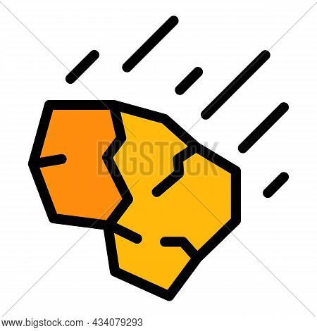 Falling Stone Icon. Outline Falling Stone Vector Icon Color Flat Isolated