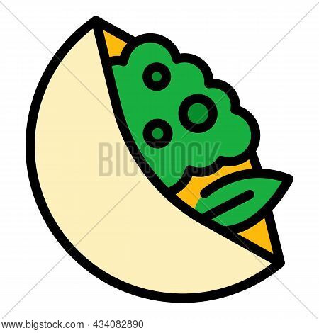 Traditional Pita Bread Icon. Outline Traditional Pita Bread Vector Icon Color Flat Isolated