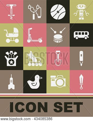 Set Sword Toy, Marker Pen, Bus, Basketball Ball, Scooter, Baby Stroller, Pogo Stick Jumping And Drum