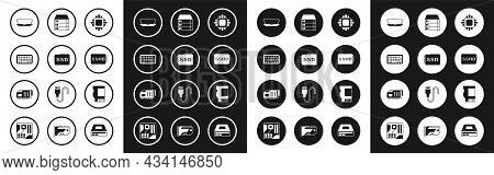 Set Processor With Cpu, Ssd Card, Keyboard, Laptop, Sshd, Server, Data, Web Hosting, And Video Graph