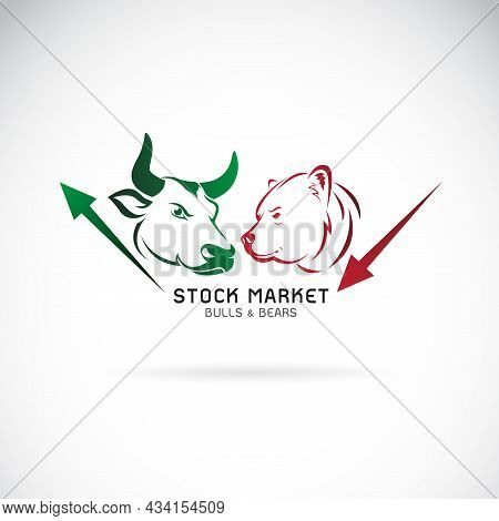 Vector Of Bull And Bear Symbols Of Stock Market Trends. The Growing And Falling Market. Easy Editabl