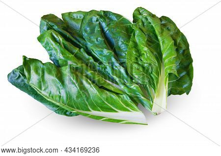 Balkan Cuisine. Blitva - Chard Leaves -  Leafy Vegetables. Isolated On White
