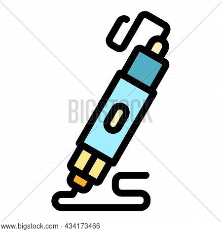 3d Cool Pen Icon. Outline 3d Cool Pen Vector Icon Color Flat Isolated