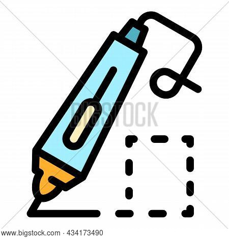 3d Doodler Pen Icon. Outline 3d Doodler Pen Vector Icon Color Flat Isolated