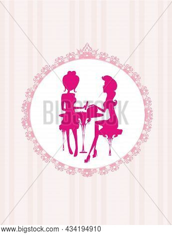 Manicure In Beauty Salon, Pink Decorative Card, Vector Illustration