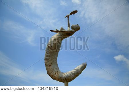 Salvador, Bahia, Brazil - September 25, 2021: Sculpture Of The Mermaid Iemanja By The Plastic Artist