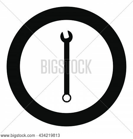 Wrench Hexagon Spanner Hand Tool Mechanic Engineer Instrument Icon In Circle Round Black Color Vecto