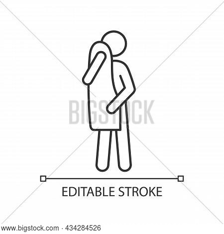 Dry With Towel Linear Icon. Taking Shower Or Bath. Maintain Cleanliness Of Body. Healty Habit. Thin 