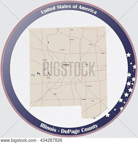 Large And Detailed Map Of Dupage County In Illinois, Usa.