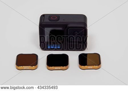 Thessaloniki, Greece - September 27 2021: Gopro Hero 10 Black With Logo Top View.action Camera With 