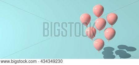 Floating Balloons On A Colored Background - 3d Render
