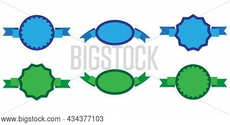Award Badge Set. Blue And Green Icon. Trophy Sign Collection. Template Design. Vector Illustration. 