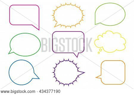 Colored Speech Dialogue Set. Communication Concept. Hand Drawn Sketch. Banner Design. Vector Illustr