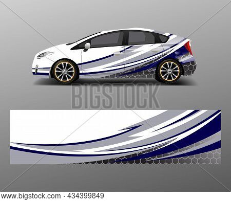Car Wrap Decal Design Vector. Graphic Abstract Racing Designs For Vehicle, Rally, Race, Adventure Te