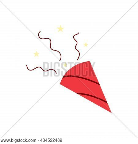 Confetti Party Popper Colorful Icon. 10 Eps Illustration For Party. Confetti Logo Isolated On White 