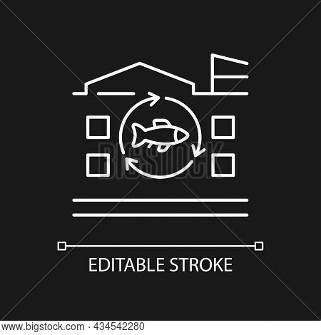 Fish Processing Plant White Linear Icon For Dark Theme