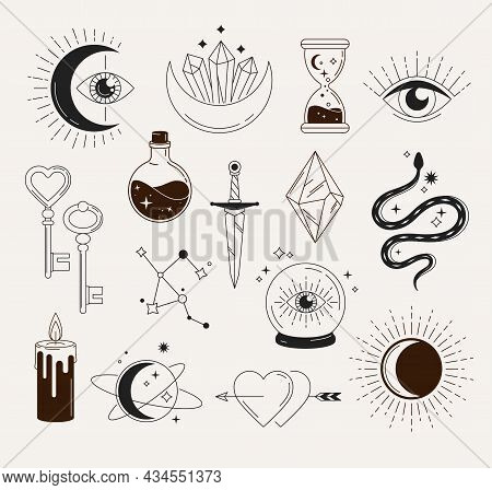 Set Of Esoteric, Witchcraft Objects, Magic Accessories