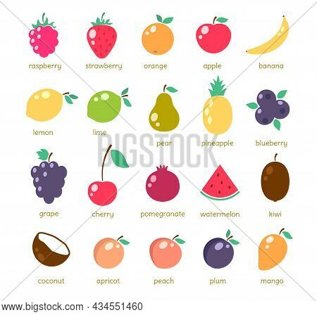 Set Of Simple Fruit Icons, Vector Illustrations