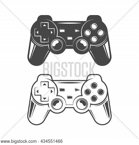 Game Controllers, Joysticks, Vector Illustrations And Icons