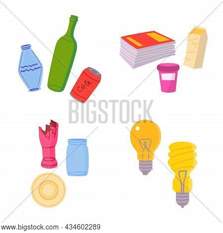 Vector Design Of Waste And Garbage Symbol. Set Of Waste And Pollution Stock Vector Illustration.