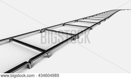 Metal Staples For Stapler Isolated On White Background Traintrack, Railroad, Railway Contour 3d Illu