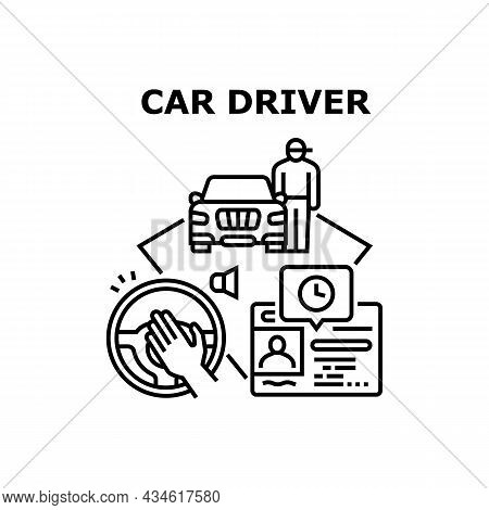 Auto Car Driver Vector Icon Concept. Auto Car Driver Beeping For Accident Prevention And Expiration 
