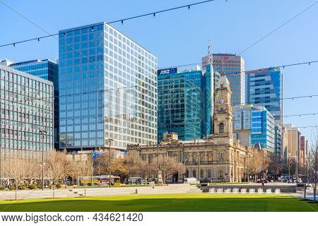 Adelaide, South Australia - August 13, 2019: Victoria Square In Adelaide Cbd On Viewed Towards North