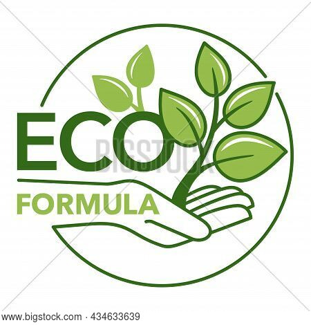 Eco Formula Sticker - Eco-friendly Badge In Two-color Rounded Decoration - For Natural Food And Cosm