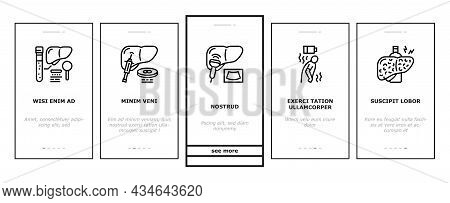 Hepatitis Liver Health Problem Onboarding Mobile App Page Screen Vector. Cirrhosis And Hepatitis Typ