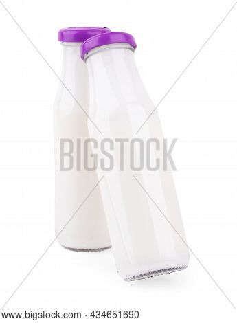 Pitcher Of Milk Isolated On White Background. Clipping Path. Glass Jug