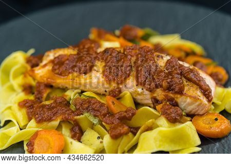 Fresh Salmon Fillet Steak With Herbs And Spices