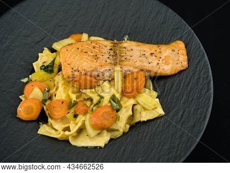Fresh Salmon Fillet Steak With Herbs And Spices